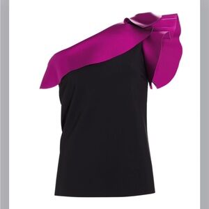 Chiara Boni Black and cyclamen,  One-Shoulder Top
